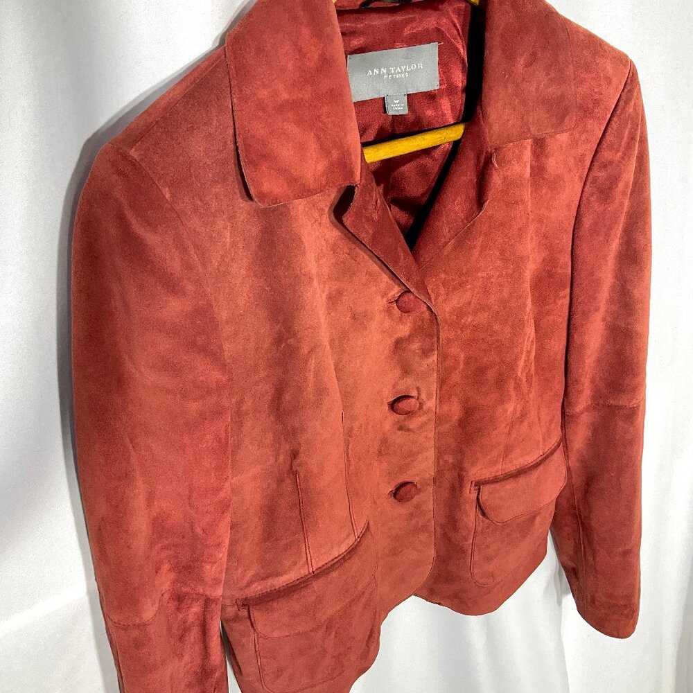 Ann Taylor Med Petite Suede Burnt Orange Jacket Womens Coat MP